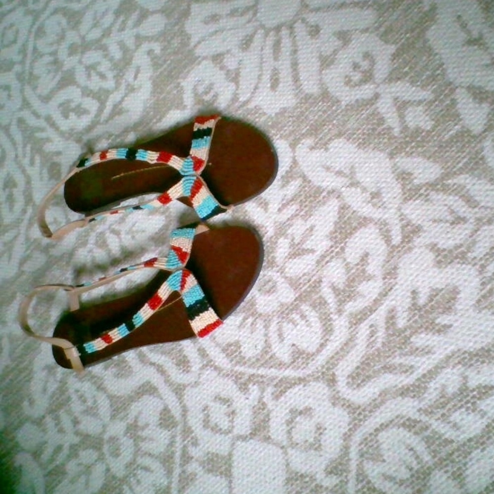 Brown beaded sandals